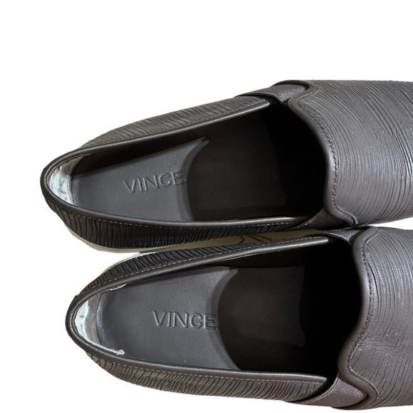 Vince Dark Grey Blair Leather Platform Slip-on Sneaker Shoe Loafer Textured - Picture 8 of 9